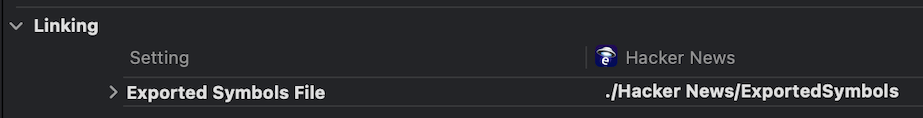 Example of Exported Symbols File