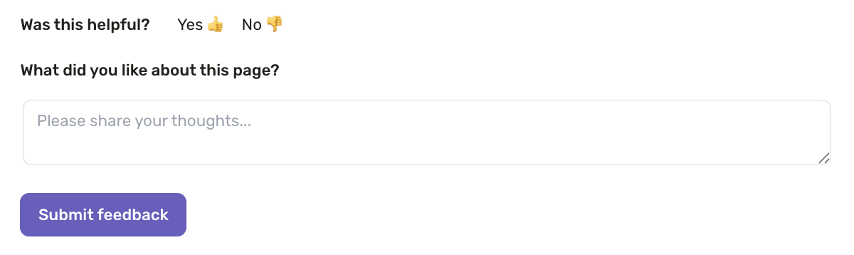 Thumbs up/down feedback buttons